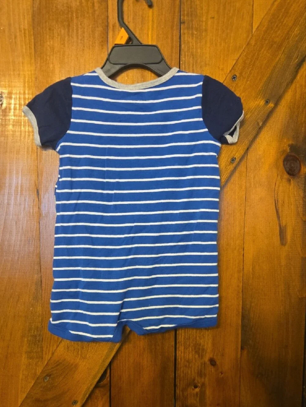 Carter's Blue White Striped One-Piece with Yellow Truck